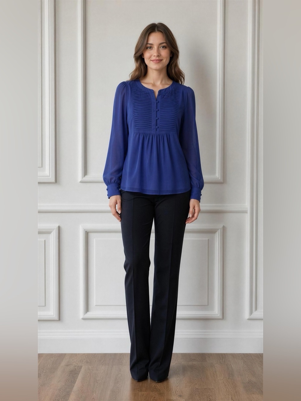 Banana Republic Violet Purple 3/4 Sleeve Blouse With Buttons Petite Small